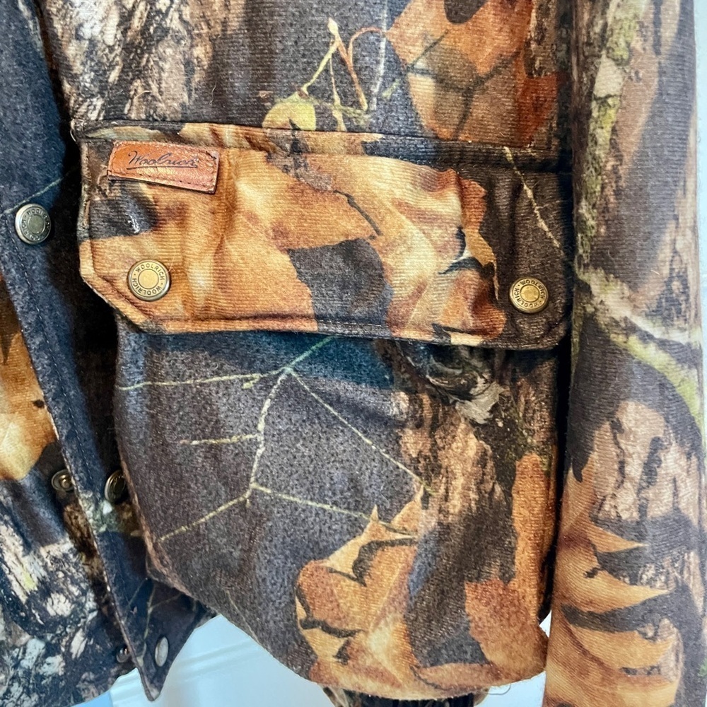 Vintage 90s Woolrich Men's Bomber Camo Jacket Coat Mossy Oak Medium mid weight - Picture 3 of 6